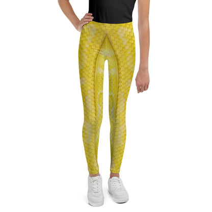Youth Leggings - Albino Python Skin Pattern