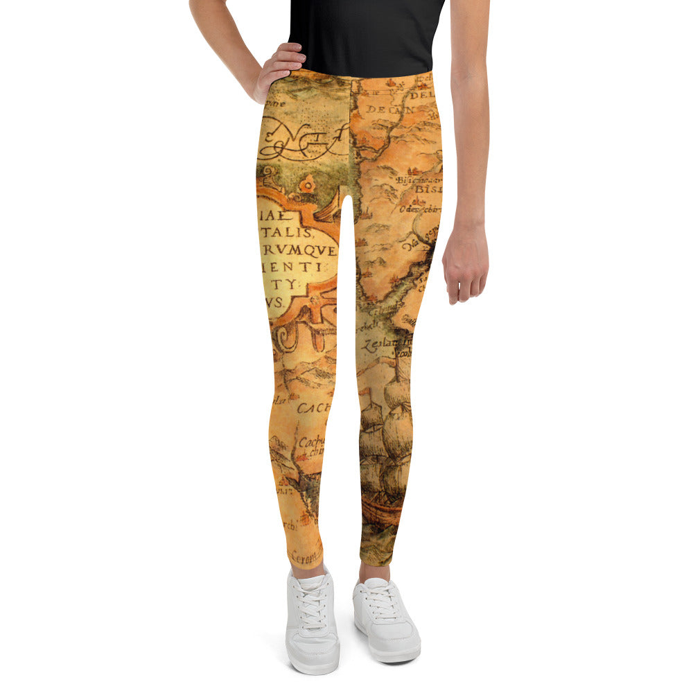 Youth Leggings - Ancient Map