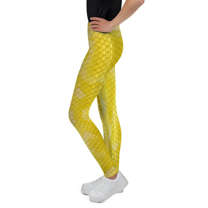 Youth Leggings - Albino Python Skin Pattern