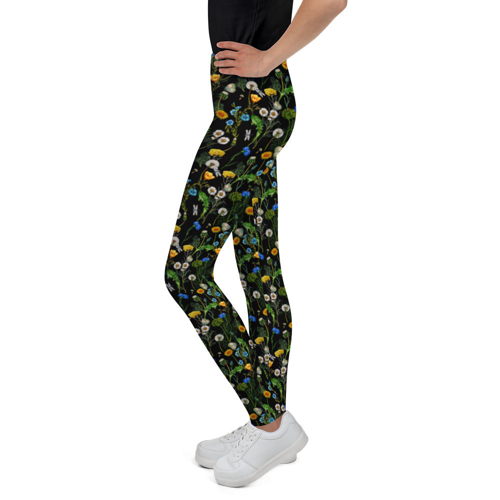 Youth Leggings - Dark Floral
