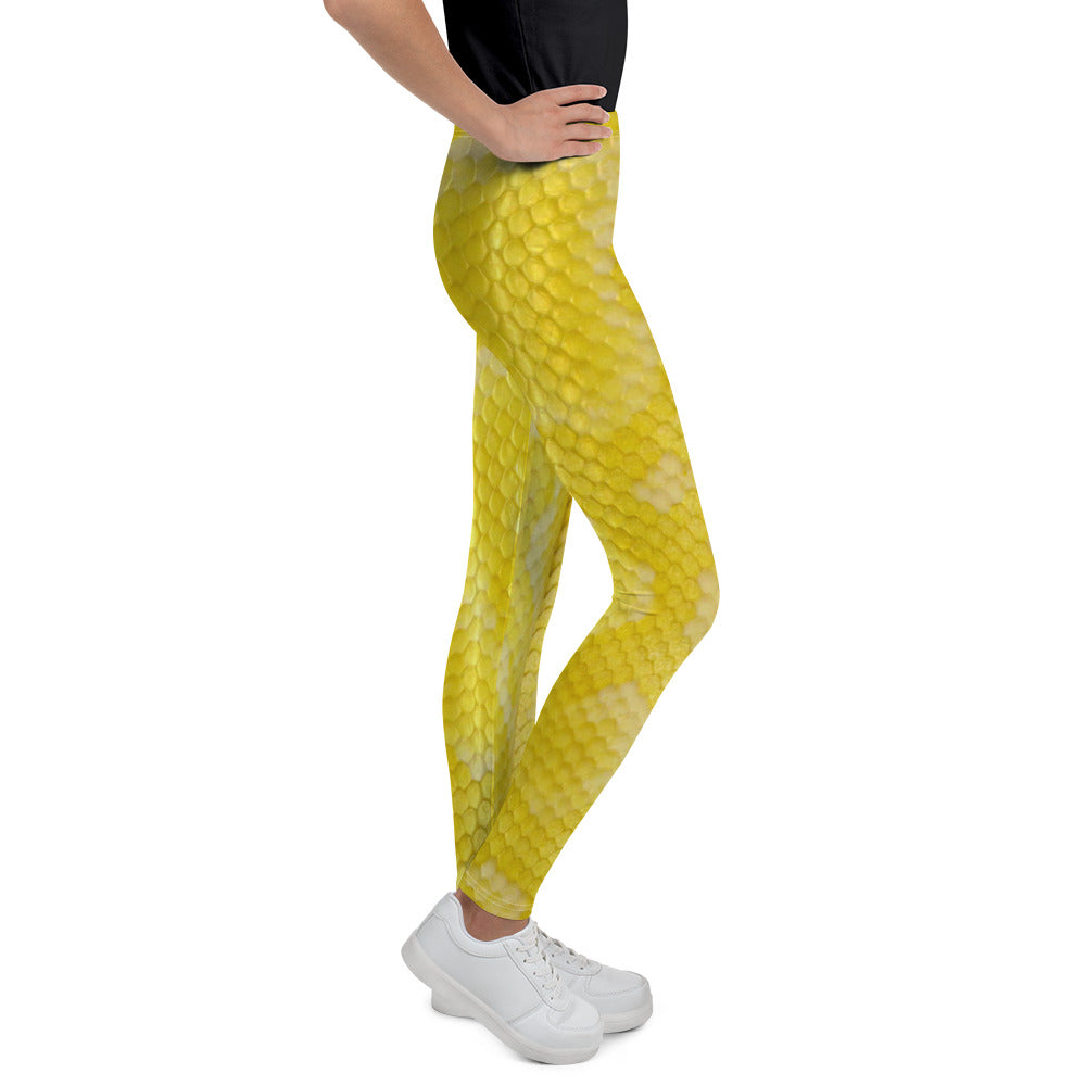Youth Leggings - Albino Python Skin Pattern