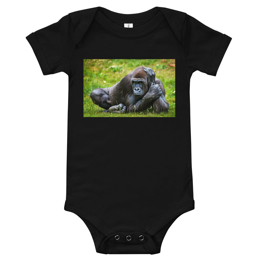 Light Soft Baby Bodysuit - Gorilla in the Grass
