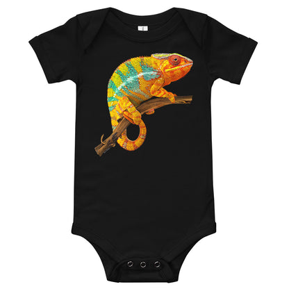 Light Soft Baby Bodysuit - Green & Yellow? Chameleon