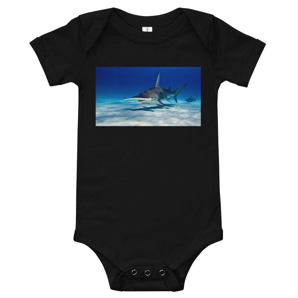 Light Soft Baby Bodysuit - Swim'n with Hammerheads