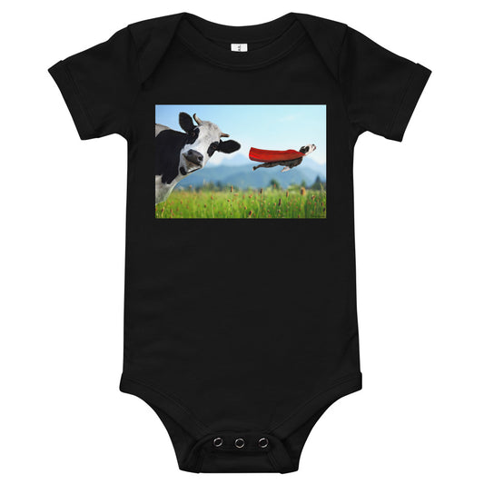 Light Soft Baby Bodysuit - Cow & Super Dog