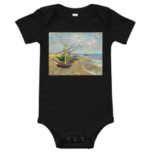 Load image into Gallery viewer, Light Soft Baby Bodysuit - van Gogh: Fishing Boats on the Beach
