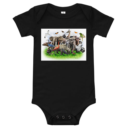 Light Soft Baby Bodysuit - A Bunch of Wild Animals