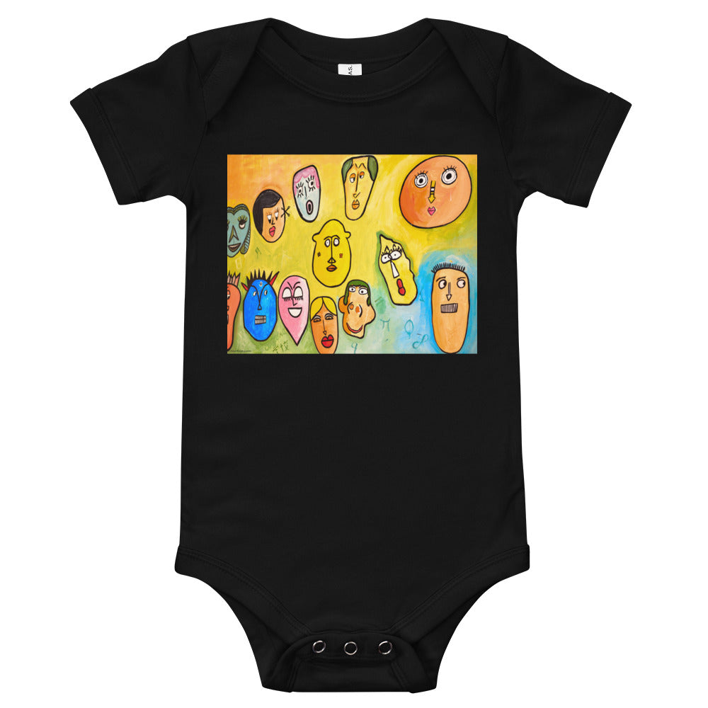Light Soft Baby Bodysuit - Funny Faces