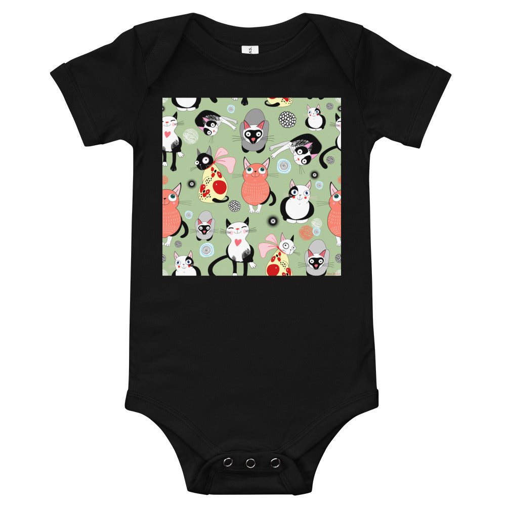 Light Soft Baby Bodysuit - Happy Cats