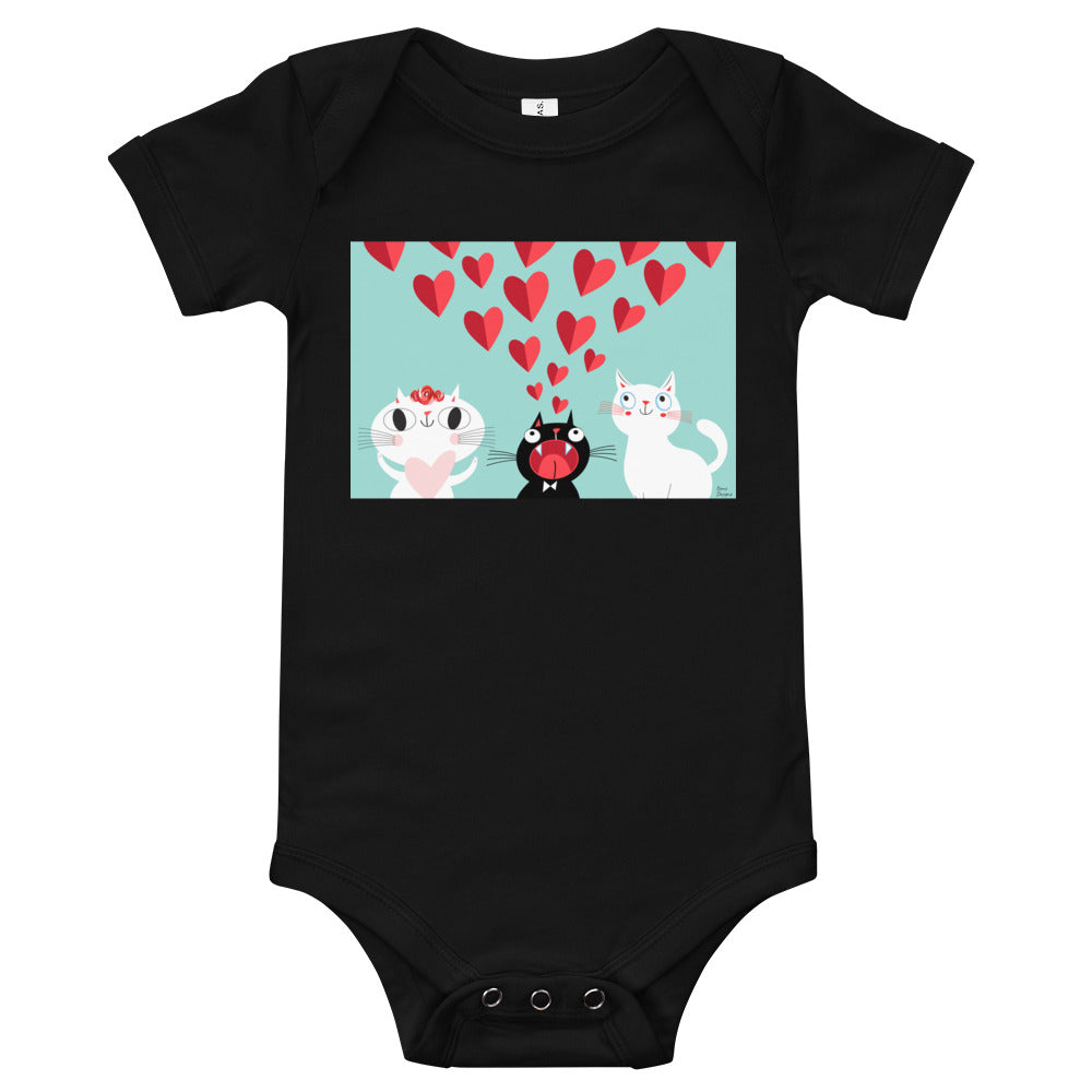 Light Soft Baby Bodysuit - Love Cats
