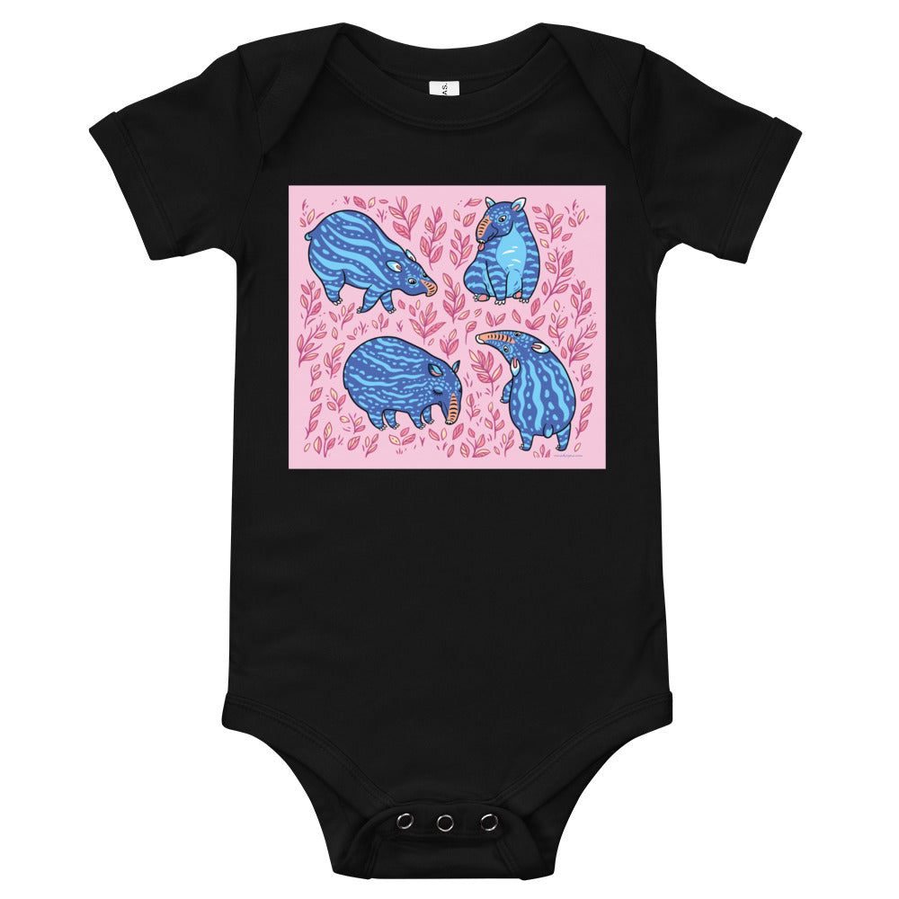 Soft Premium Baby Bodysuit - Funny Blue Tapirs