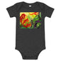 Light Soft Baby Bodysuit - Red & Yellow Flower Watercolor