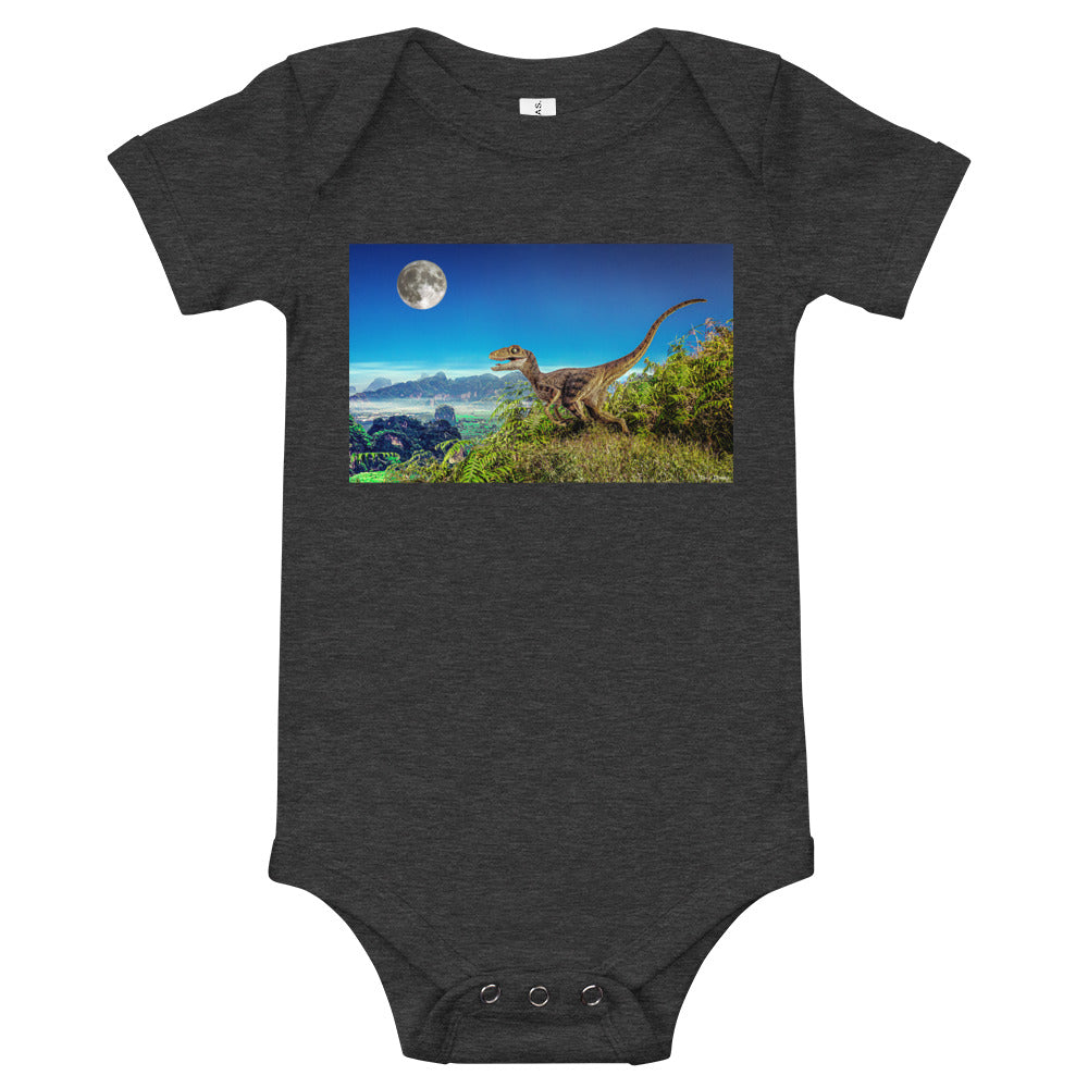 Light Soft Baby Bodysuit - Dinosaur & The Moon