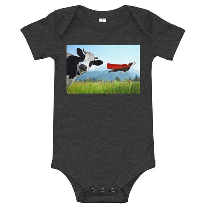 Light Soft Baby Bodysuit - Cow & Super Dog