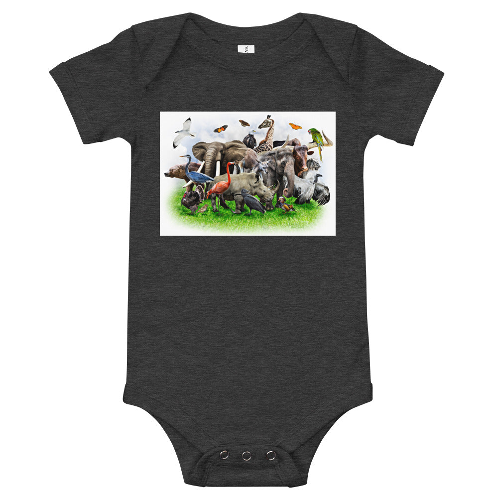 Light Soft Baby Bodysuit - A Bunch of Wild Animals