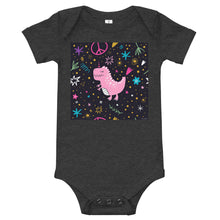 Load image into Gallery viewer, Light Soft Baby Bodysuit - Pink Dino. Peace Out!
