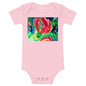Light Soft Baby Bodysuit - Red Flower Watercolor with Yellow