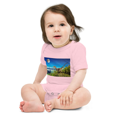 Light Soft Baby Bodysuit - Dinosaur & The Moon
