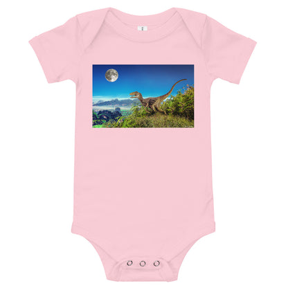 Light Soft Baby Bodysuit - Dinosaur & The Moon