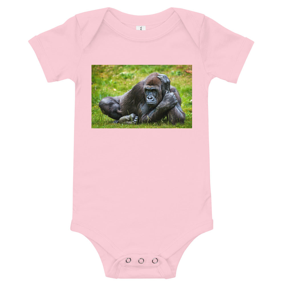 Light Soft Baby Bodysuit - Gorilla in the Grass