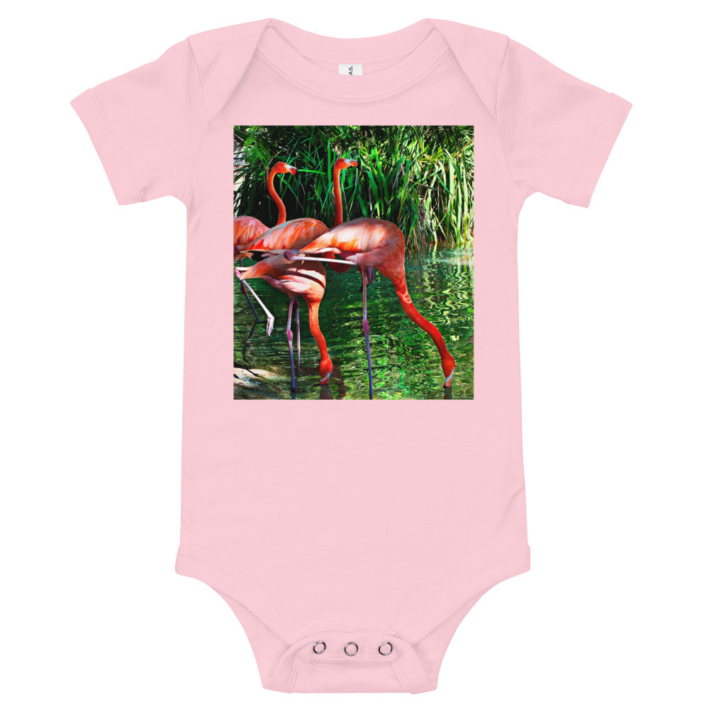 Light Soft Baby Bodysuit - Pink Flamingos