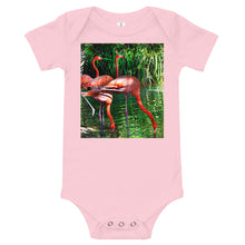 Load image into Gallery viewer, Light Soft Baby Bodysuit - Pink Flamingos
