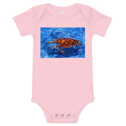 Light Soft Baby Bodysuit - Loggerhead Sea Turtle In Blue Water