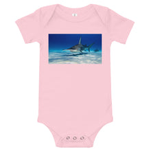 Load image into Gallery viewer, Light Soft Baby Bodysuit - Swim&#39;n with Hammerheads
