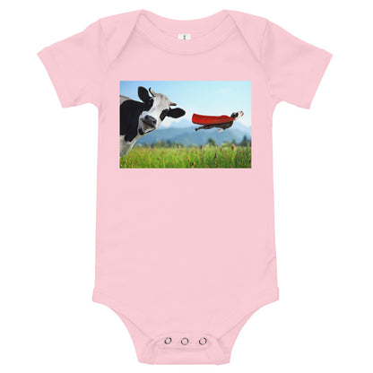 Light Soft Baby Bodysuit - Cow & Super Dog