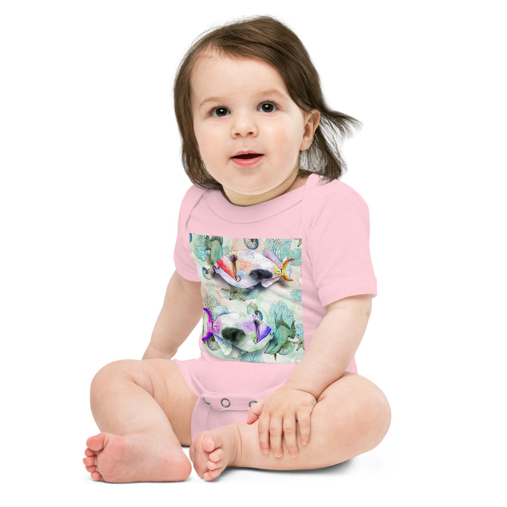 Light Soft Baby Bodysuit - Painted Fish