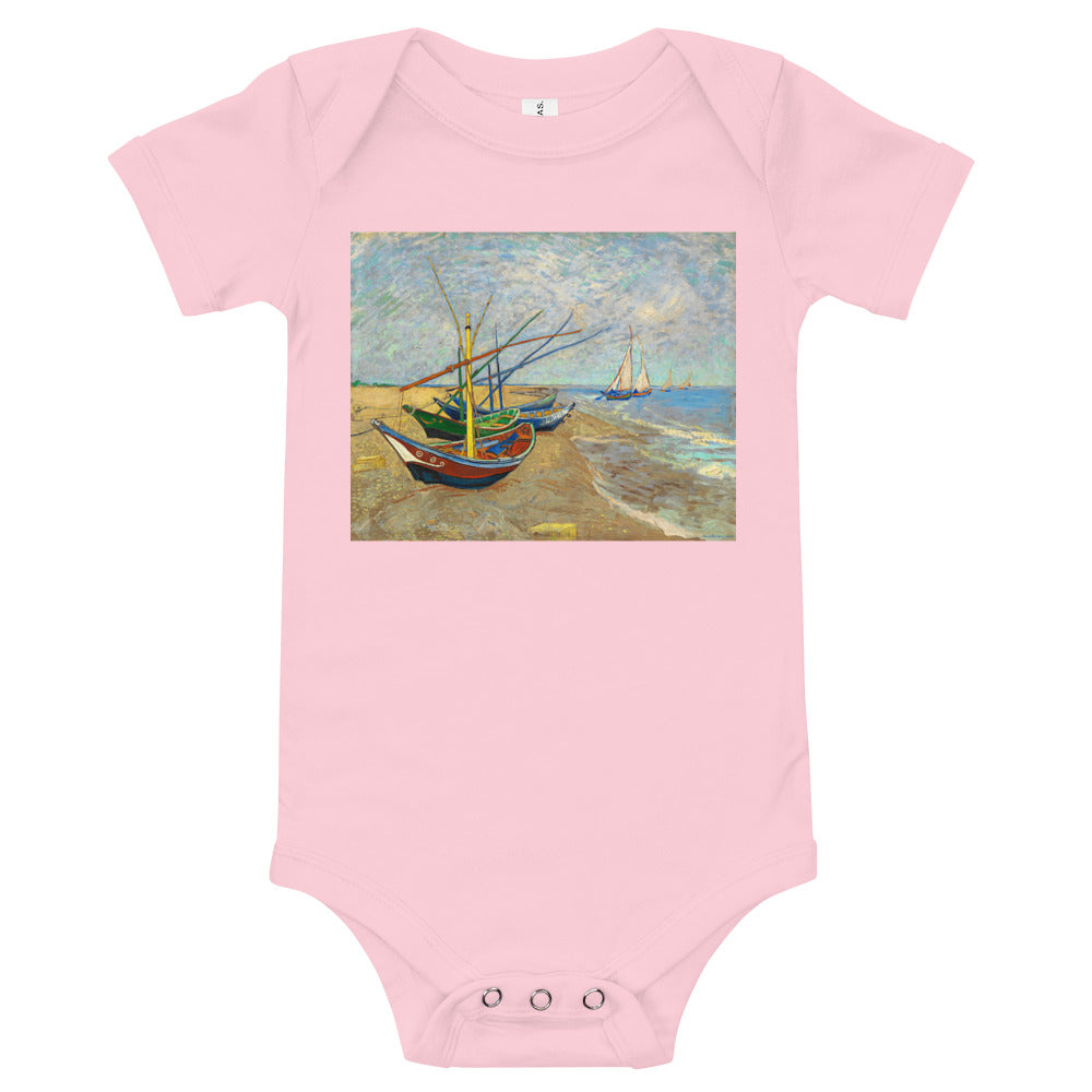 Light Soft Baby Bodysuit - van Gogh: Fishing Boats on the Beach
