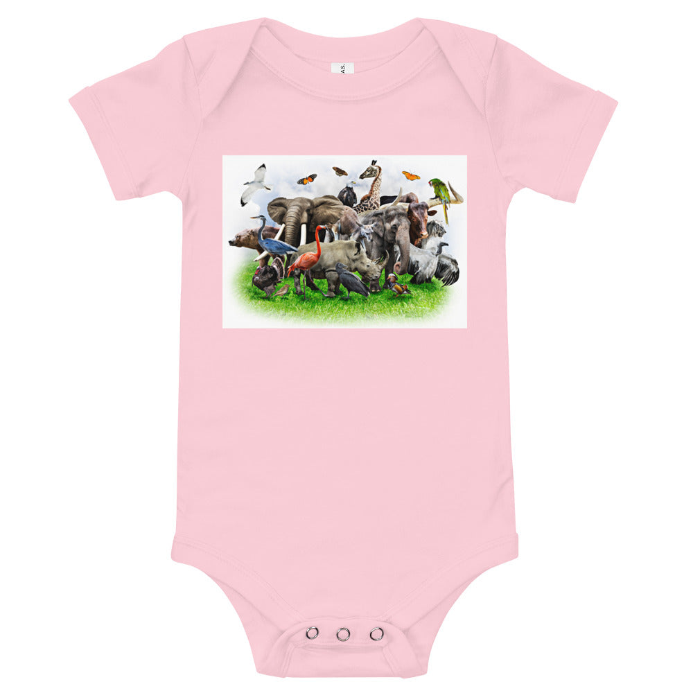 Light Soft Baby Bodysuit - A Bunch of Wild Animals