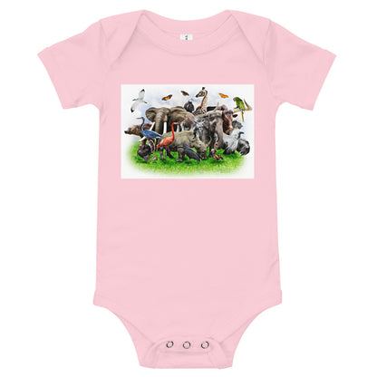 Light Soft Baby Bodysuit - A Bunch of Wild Animals