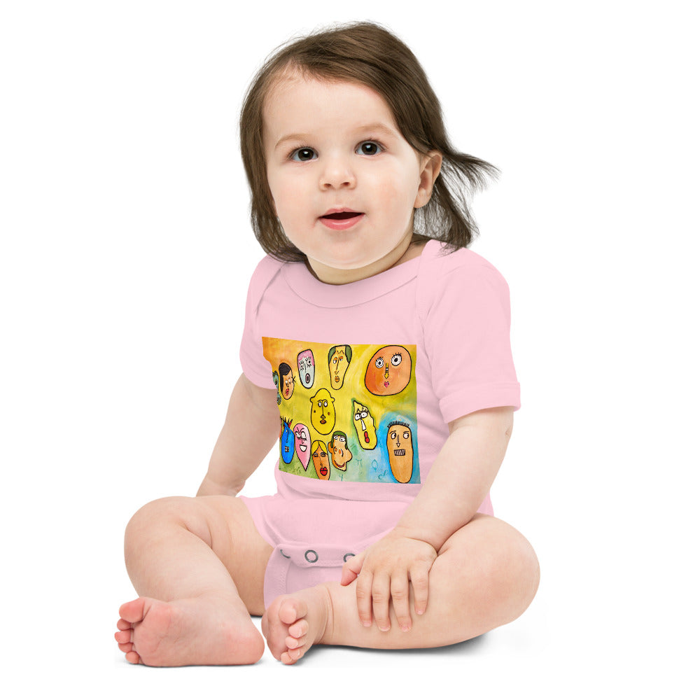 Light Soft Baby Bodysuit - Funny Faces