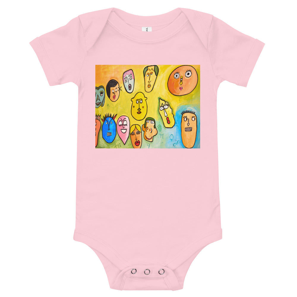 Light Soft Baby Bodysuit - Funny Faces