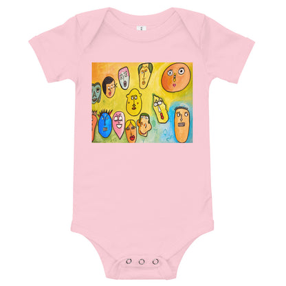 Light Soft Baby Bodysuit - Funny Faces