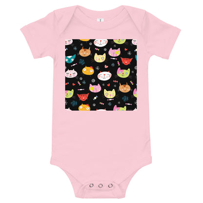 Light Soft Baby Bodysuit - Cat Faces