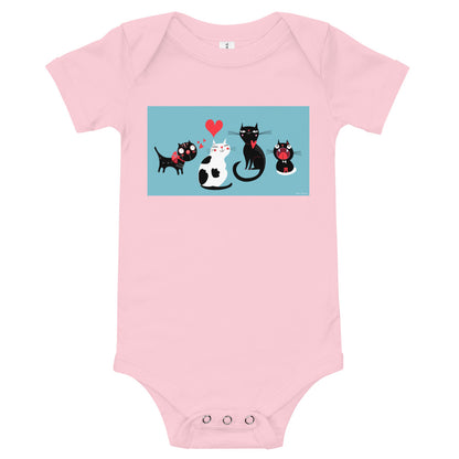 Light Soft Baby Bodysuit - 4 Cats in Love