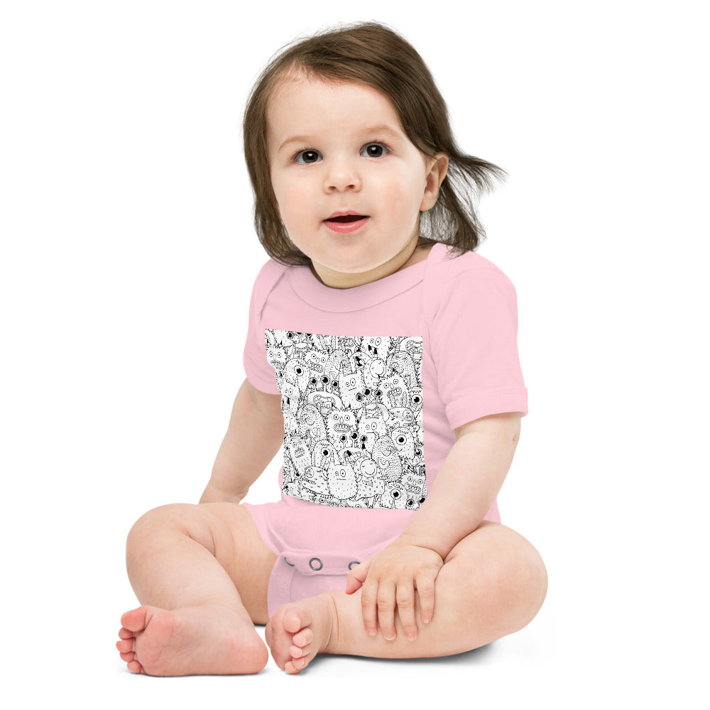 Light Soft Baby Bodysuit - Funny Monsters