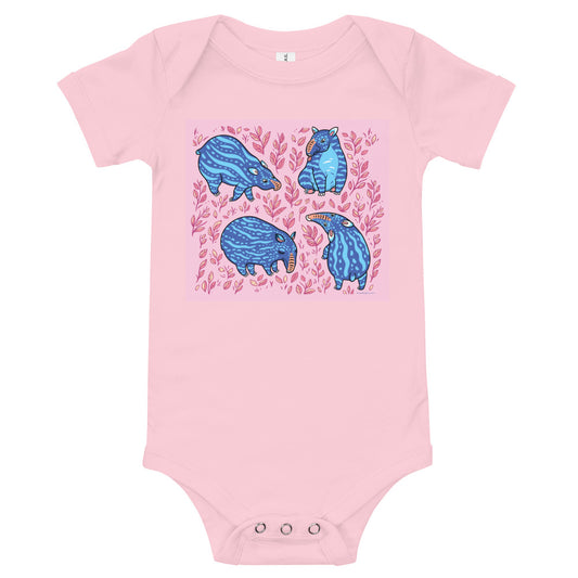 Soft Premium Baby Bodysuit - Funny Blue Tapirs