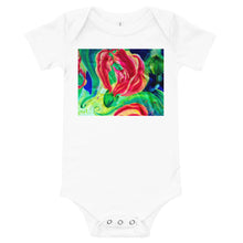 Load image into Gallery viewer, Light Soft Baby Bodysuit - Red Flower Watercolor with Yellow
