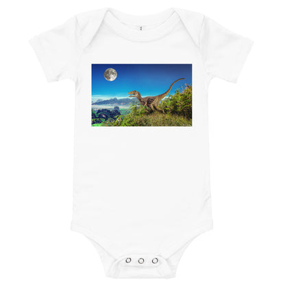 Light Soft Baby Bodysuit - Dinosaur & The Moon