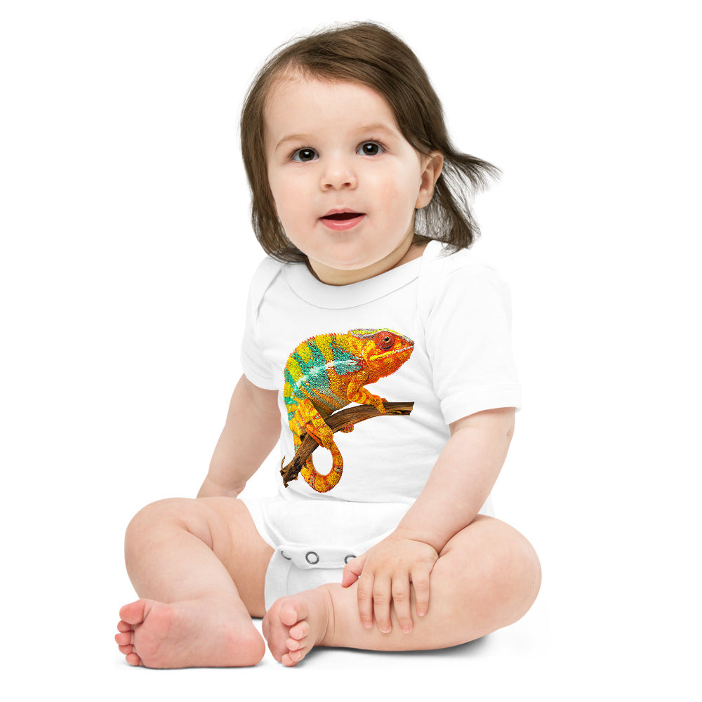 Light Soft Baby Bodysuit - Green & Yellow? Chameleon