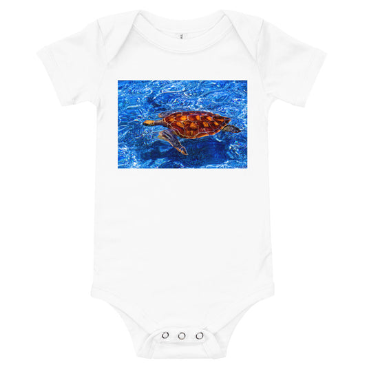 Light Soft Baby Bodysuit - Loggerhead Sea Turtle In Blue Water