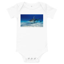 Load image into Gallery viewer, Light Soft Baby Bodysuit - Swim&#39;n with Hammerheads
