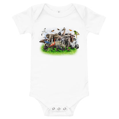 Light Soft Baby Bodysuit - A Bunch of Wild Animals