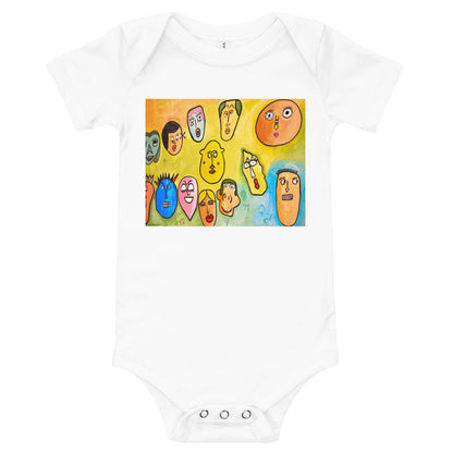 Light Soft Baby Bodysuit - Funny Faces