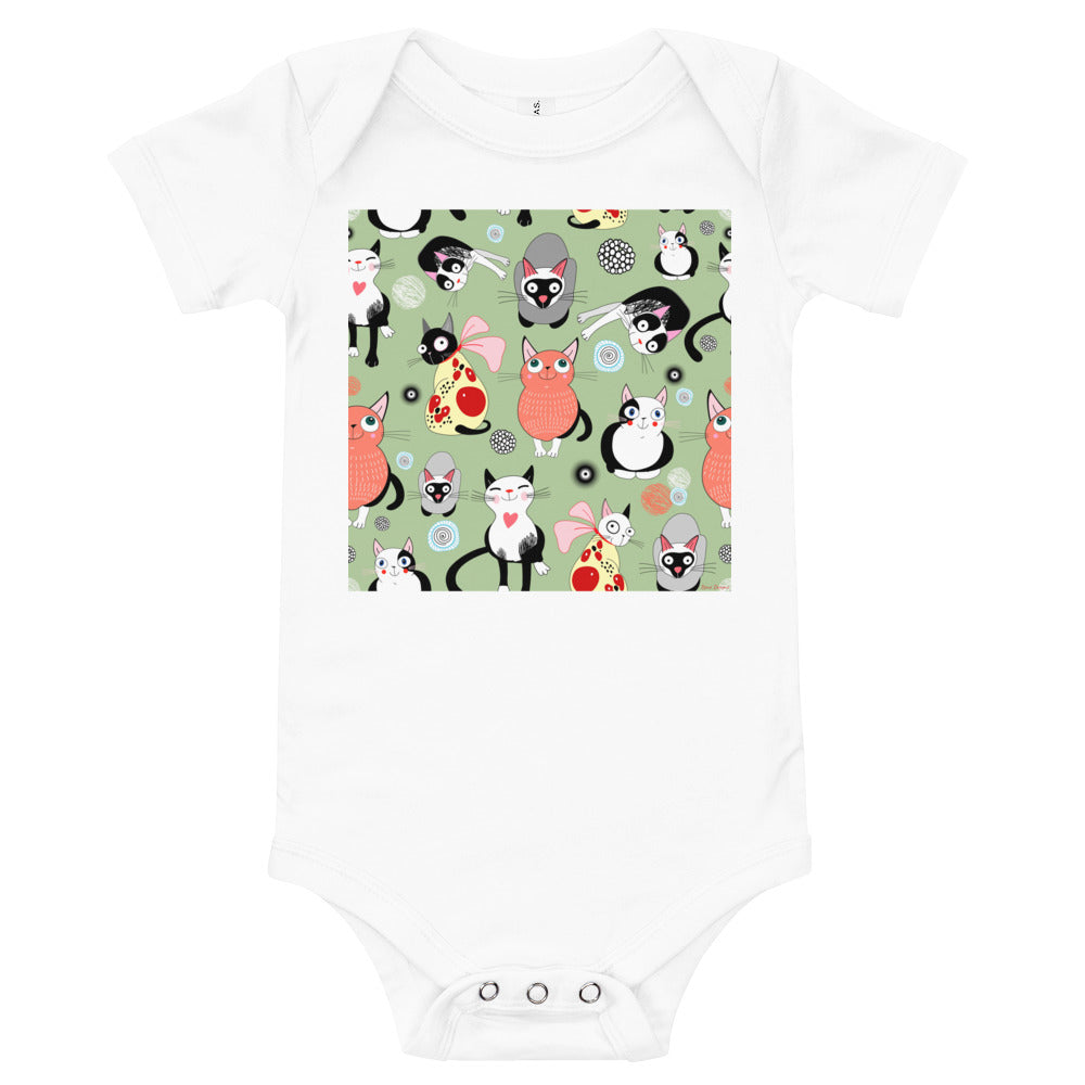 Light Soft Baby Bodysuit - Happy Cats
