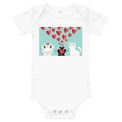 Light Soft Baby Bodysuit - Love Cats