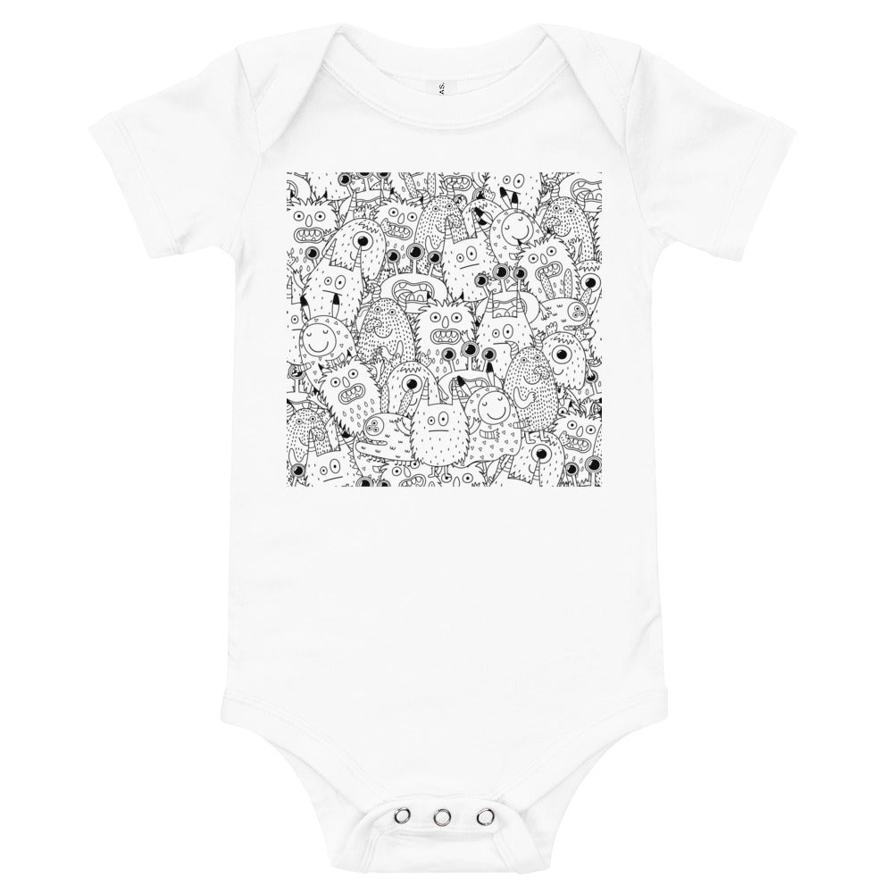 Light Soft Baby Bodysuit - Funny Monsters